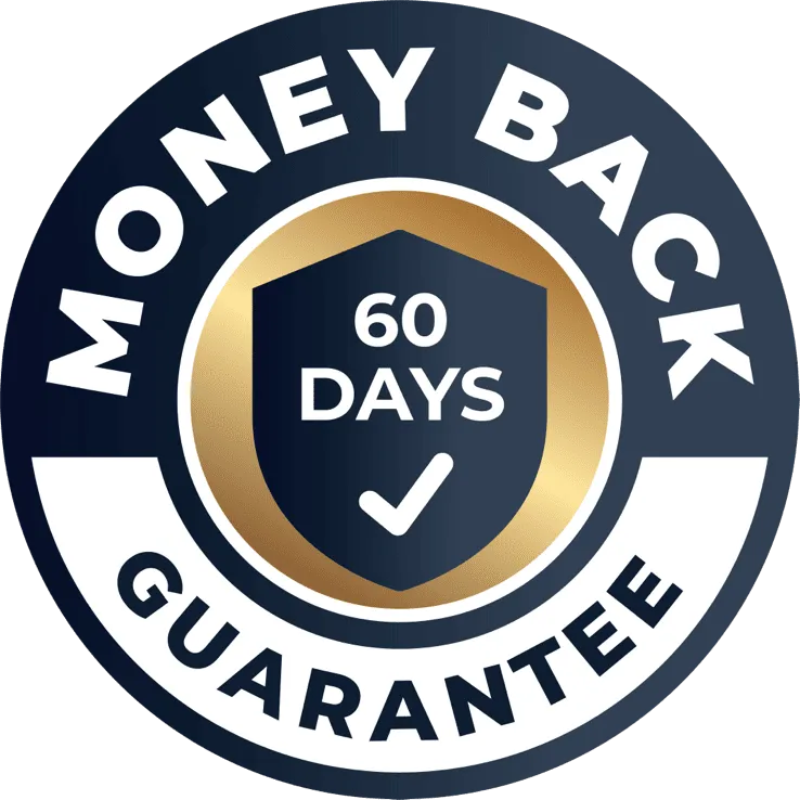 60-day money back guarantee badge for FemiPro purchases